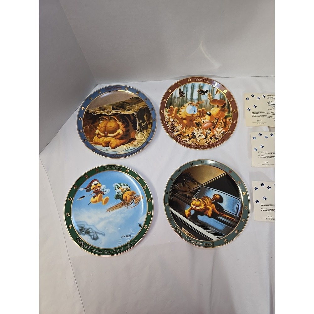 4Vintage Danbury Mint Collector Plates Garfield Cat Jim Davis Comic Strip